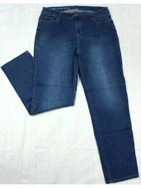 Avenue Denim Straight Leg Stretch Medium Wash High Rise Skinny Jeans 20T